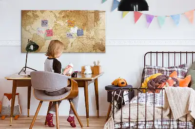 Quadro magnético mapa-múndi estilo vintage