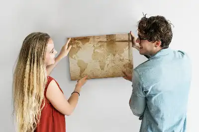 Quadro magnético mapa-múndi estilo vintage