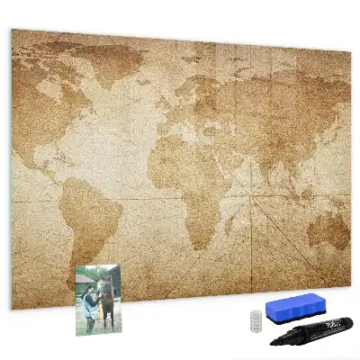 Quadro magnético mapa-múndi estilo vintage