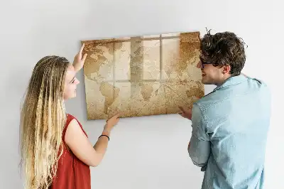 Quadro magnético mapa-múndi estilo vintage