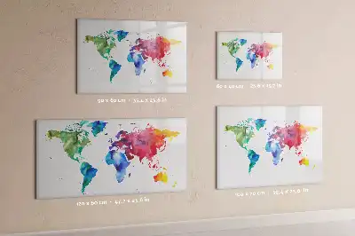 Quadro magnético para escrever mapa-múndi em aquarela