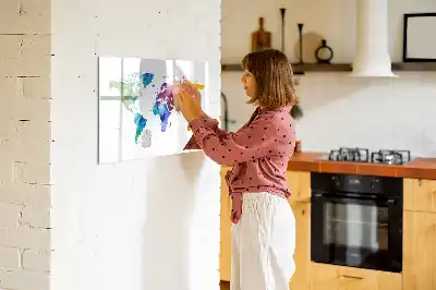 Quadro magnético para escrever mapa-múndi em aquarela