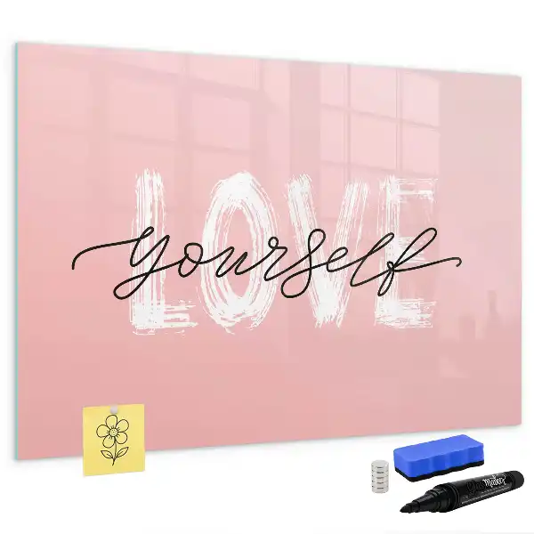 Quadro magnético para escrever com estampa Ame-se