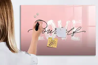 Quadro magnético para escrever com estampa Ame-se