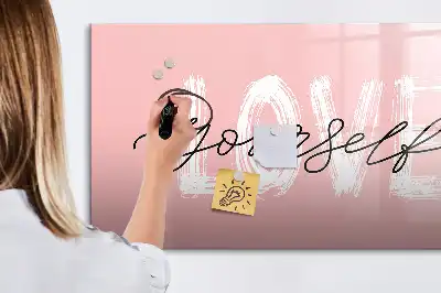 Quadro magnético para escrever com estampa Ame-se