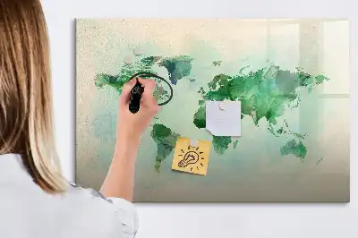 Quadro magnético para escrever mapa-múndi em aquarela