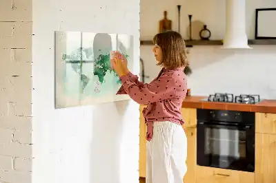 Quadro magnético para escrever mapa-múndi em aquarela