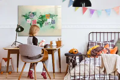 Quadro magnético para escrever mapa-múndi em aquarela