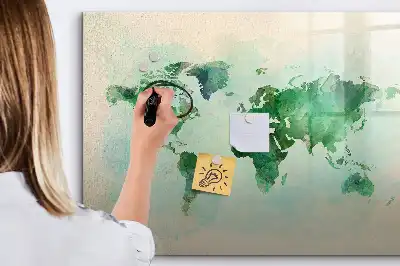 Quadro magnético para escrever mapa-múndi em aquarela