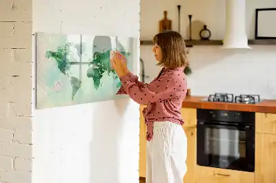 Quadro magnético para escrever mapa-múndi em aquarela