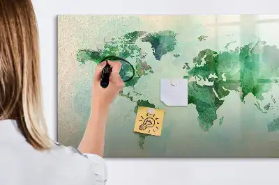Quadro magnético para escrever mapa-múndi em aquarela