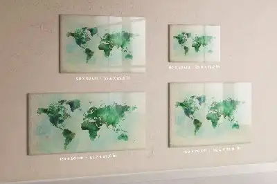 Quadro magnético para escrever mapa-múndi em aquarela