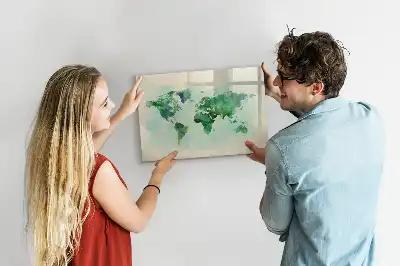Quadro magnético para escrever mapa-múndi em aquarela