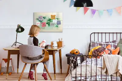 Quadro magnético para escrever mapa-múndi em aquarela
