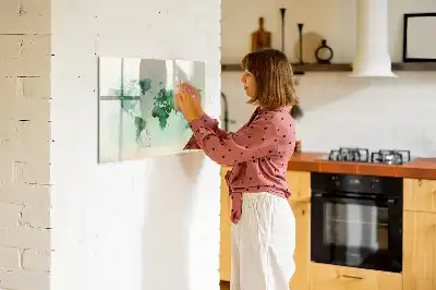Quadro magnético para escrever mapa-múndi em aquarela