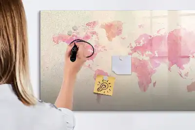 Quadro magnético para desenhar estampa de mapa-múndi em aquarela