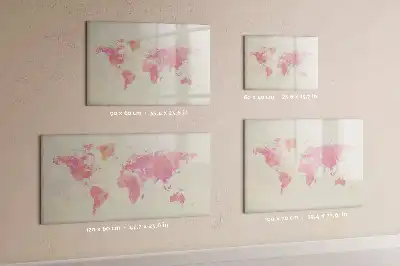 Quadro magnético para desenhar estampa de mapa-múndi em aquarela