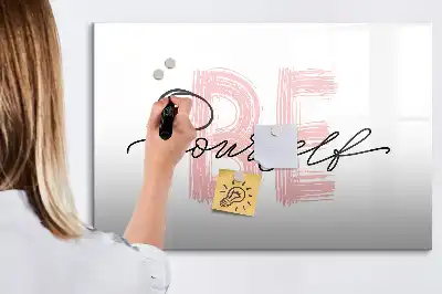 Quadro magnético para desenhar com a frase Seja você mesmo