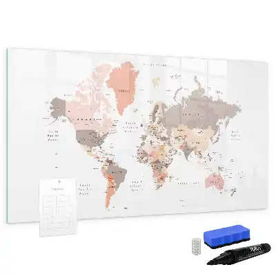 Quadro magnético para desenhar mapa-múndi detalhado