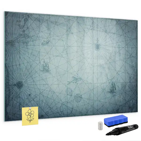 Quadro magnético para escrever estampa de mapa vintage