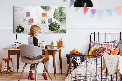 Quadro magnético para escrita com tema decorativo de plantas