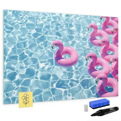 Quadro magnético para escrita com estampa de flamingos infláveis