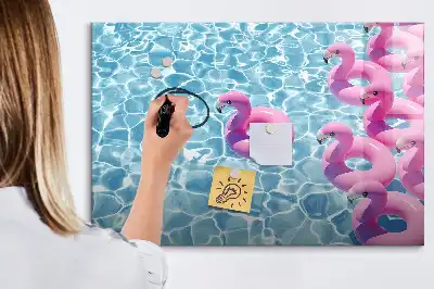 Quadro magnético para escrita com estampa de flamingos infláveis