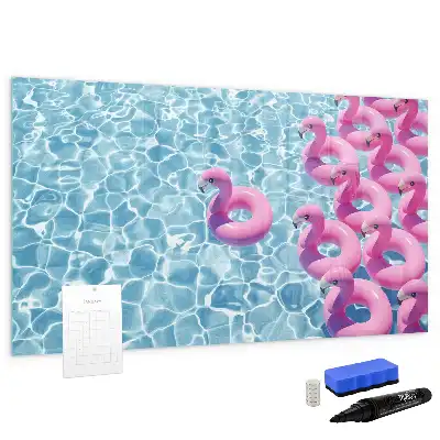 Quadro magnético para escrita com estampa de flamingos infláveis