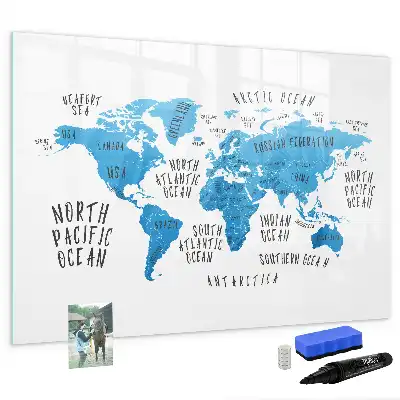 Quadro magnético para desenhar mapa azul da Terra
