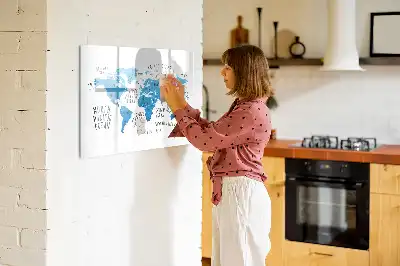 Quadro magnético para desenhar mapa azul da Terra