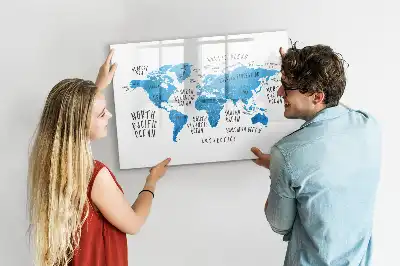Quadro magnético para desenhar mapa azul da Terra