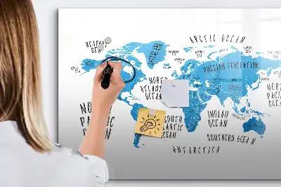 Quadro magnético para desenhar mapa azul da Terra