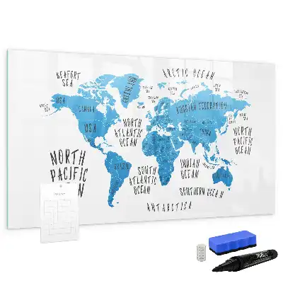 Quadro magnético para desenhar mapa azul da Terra