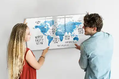 Quadro magnético para desenhar mapa azul da Terra