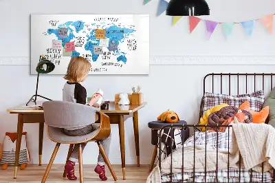 Quadro magnético para desenhar mapa azul da Terra