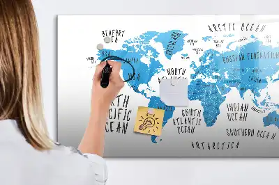 Quadro magnético para desenhar mapa azul da Terra