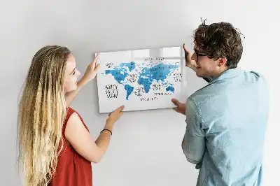 Quadro magnético para desenhar mapa azul da Terra