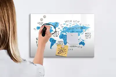 Quadro magnético para desenhar mapa azul da Terra