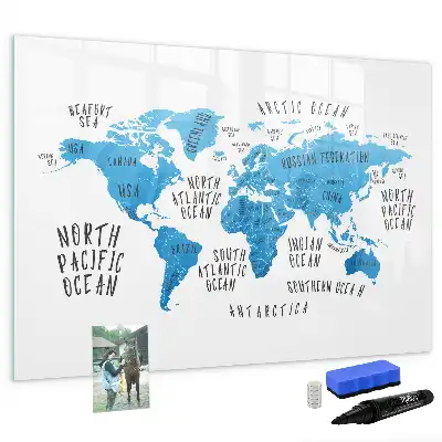Quadro magnético para desenhar mapa azul da Terra