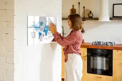 Quadro magnético para desenhar mapa azul da Terra