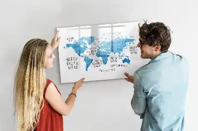 Quadro magnético para desenhar mapa azul da Terra