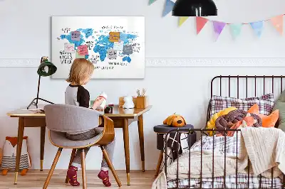 Quadro magnético para desenhar mapa azul da Terra