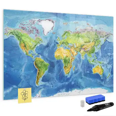 Mapa-múndi quadro magnético para escrever