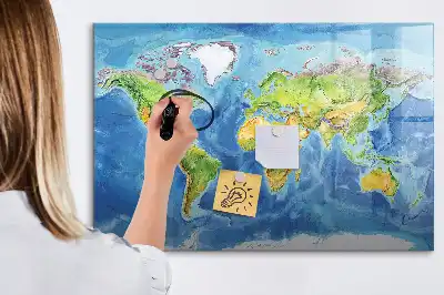 Mapa-múndi quadro magnético para escrever