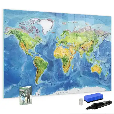 Mapa-múndi quadro magnético para escrever