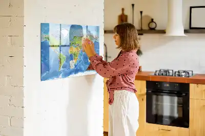 Mapa-múndi quadro magnético para escrever