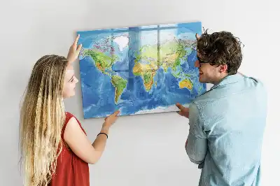 Mapa-múndi quadro magnético para escrever