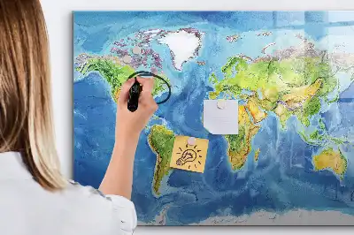 Mapa-múndi quadro magnético para escrever