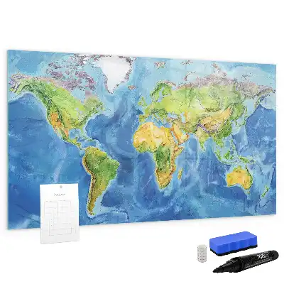 Mapa-múndi quadro magnético para escrever