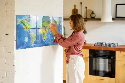Mapa-múndi quadro magnético para escrever